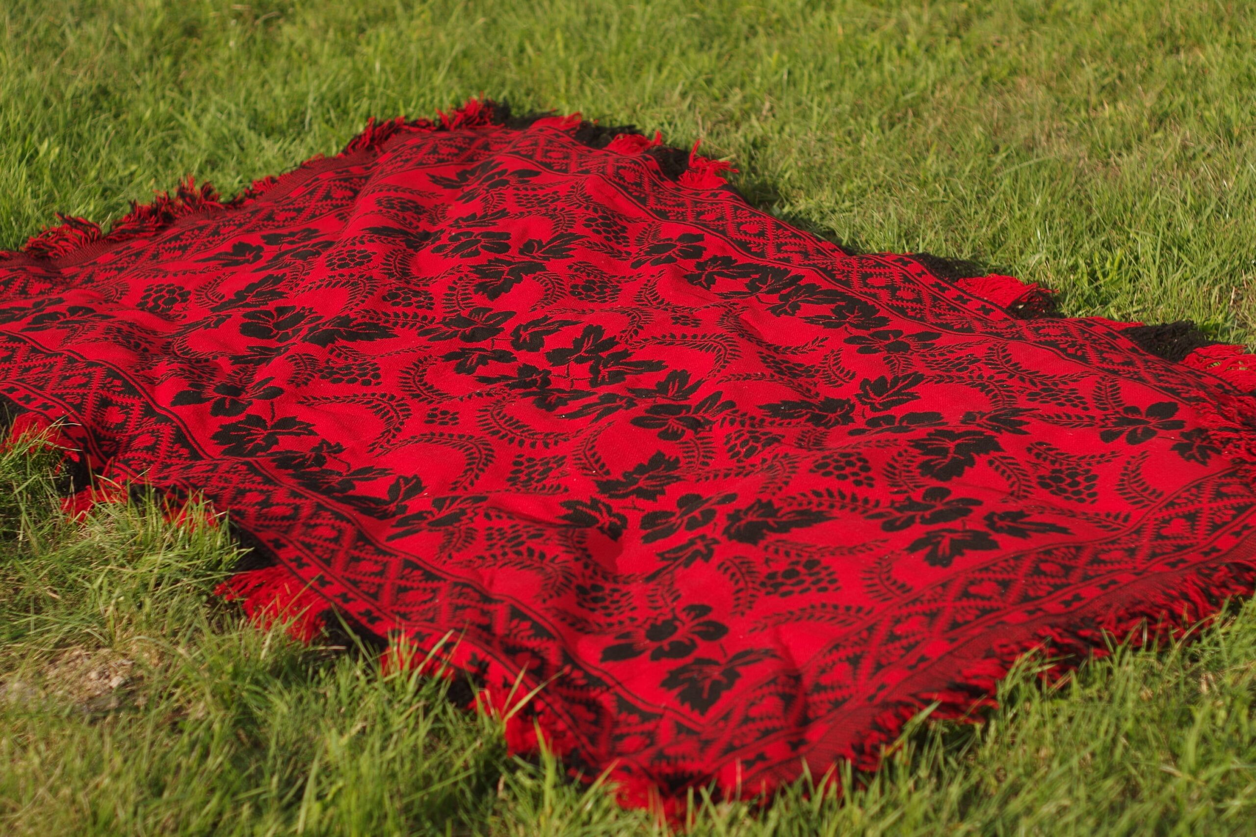 red handmade polish traditional blanket vines