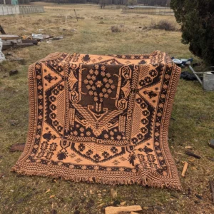 Traditional Polish Handwoven Blanket from Kurpie 1970s