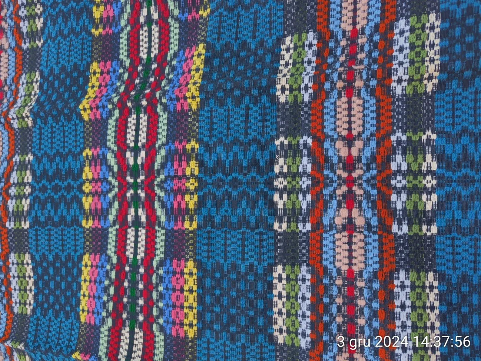 1980s |Polish Handmade Gift Vintage tapestry rainbow frequency Handwoven wool Rug Bedcover Reel Slavic Art Antique Throw sacred wave checked - Image 3