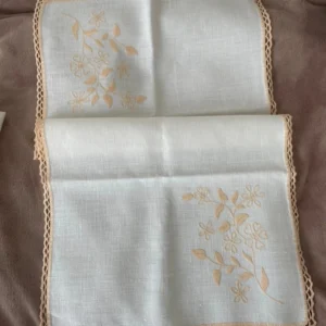1960 | Hand-embroided Flowers Flax Linen Slavic Table Cloth needlepoint polish