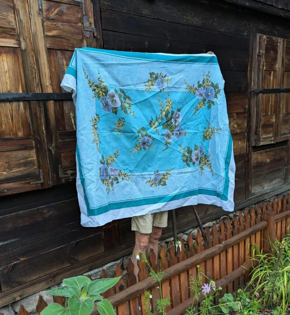 Flaxen tablecloth linen Polish floral