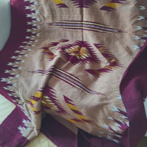 1970 | Native Boho Blanket Polish Kilim Folk Art Slavic Sri Yantra Burgundy Woven Throw Aztec antique tapestry Vintage style items  on loom