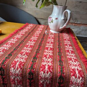 1970 Cepelia Polish folk art Poland premium Kilim Handwoven runner Quilt  Woolen armchair cover floral handmade on loom weaved home decor