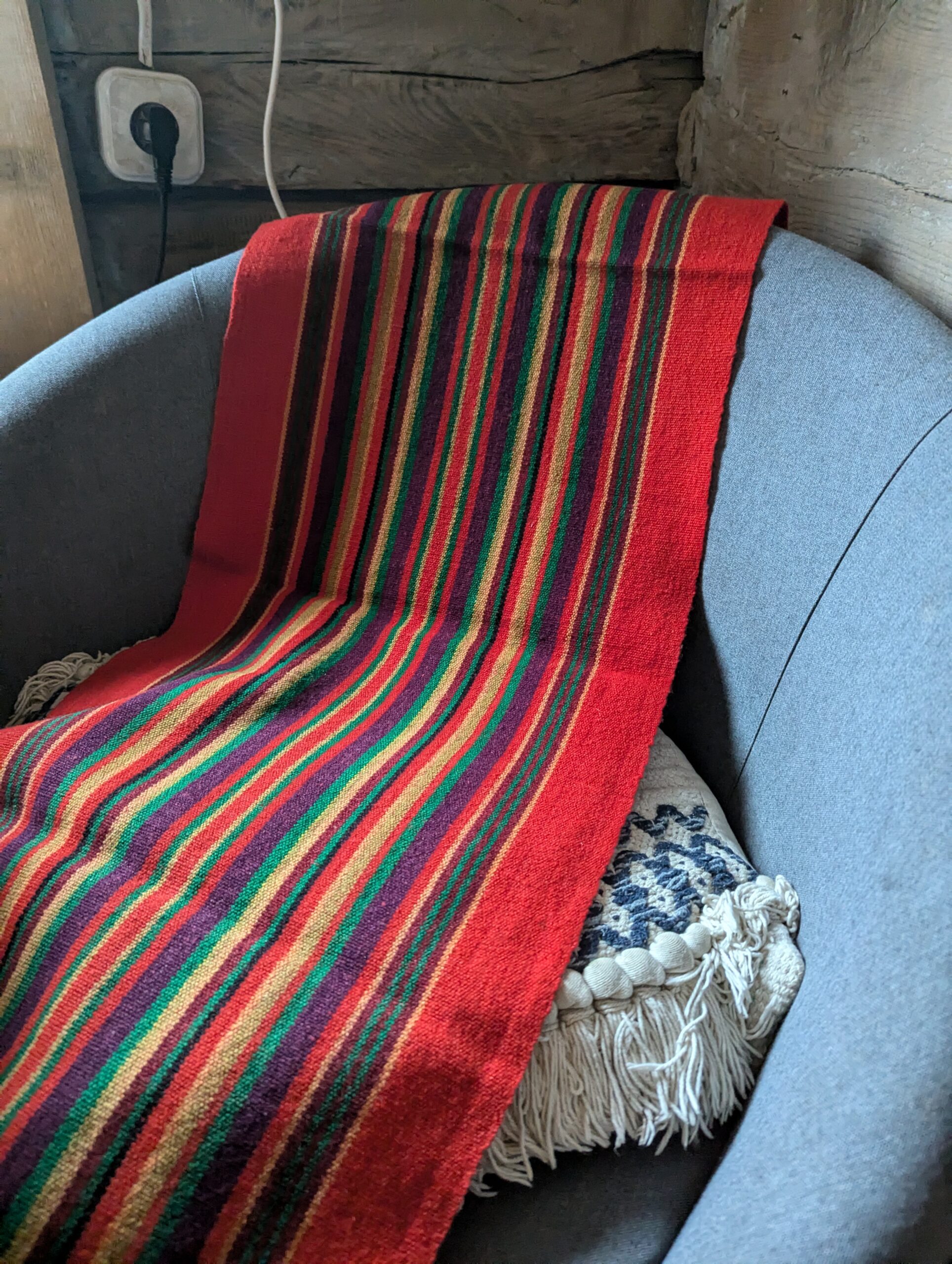 polish folk striped red textile