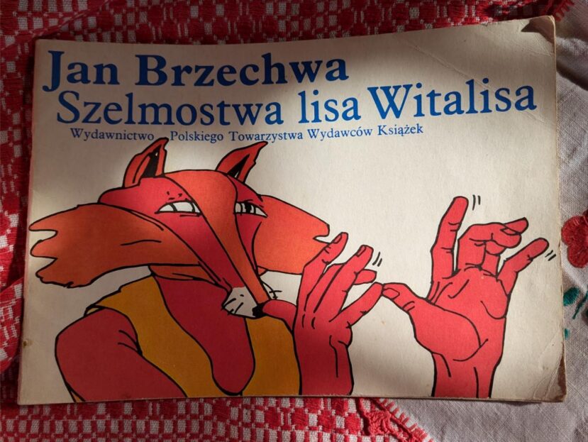 cunning funny fox illustration polish vintage book