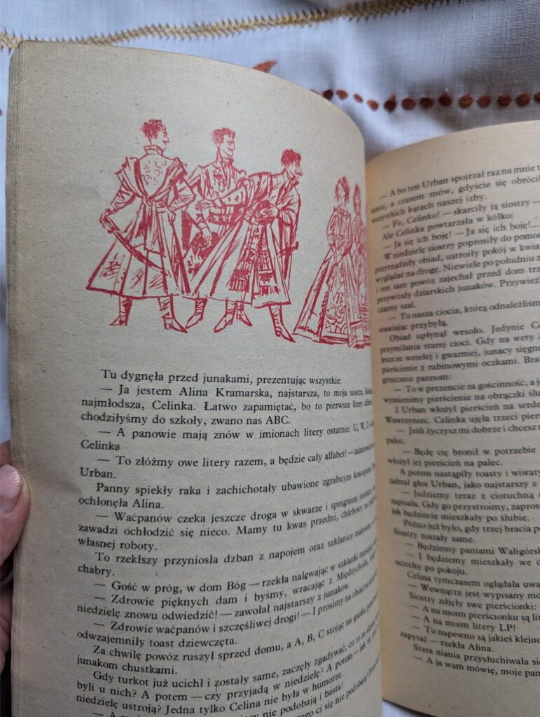 vintage old book yellowed page beautiful polish illustrations by marcin szancer
