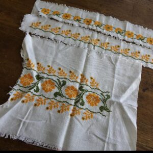 1970s Vintage embroidery pattern flowery orange floral decor from blause Czech Republic craft Czechia art Bohemian folklore